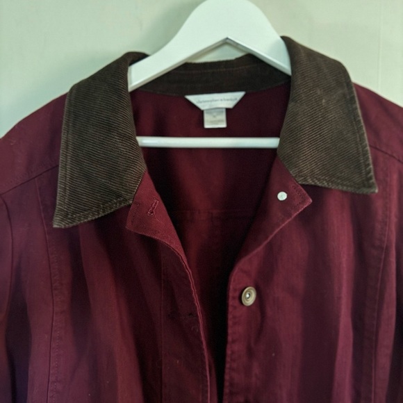 Christopher & Banks Maroon Jacket with Dark Brown corduroy Collar xl - Picture 3 of 12